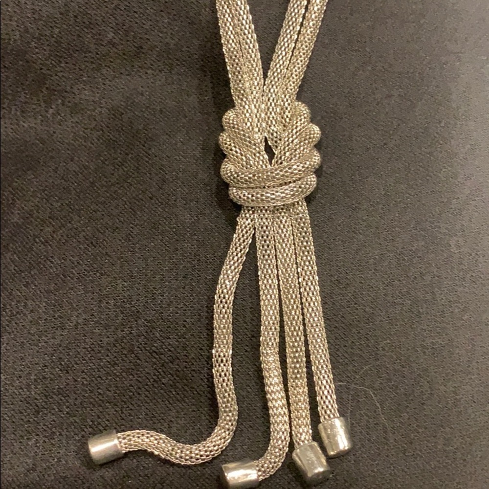 Knotted silver double snake chain